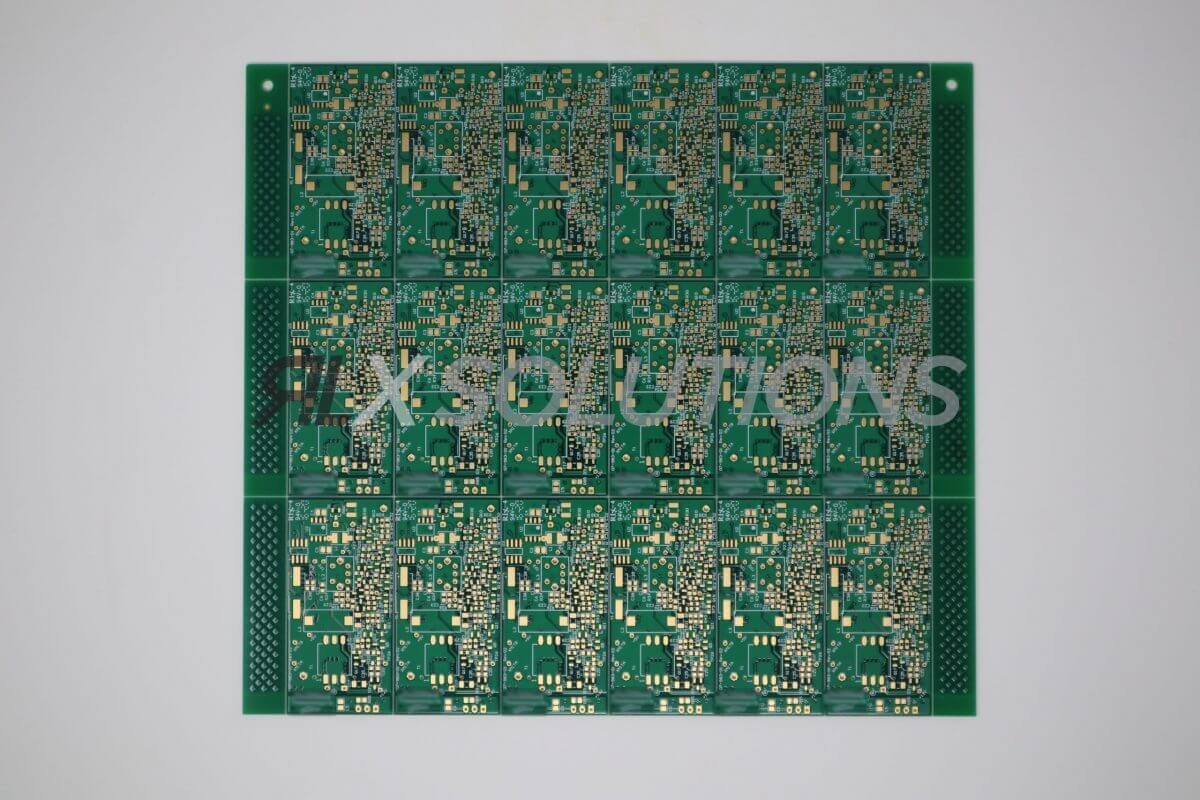 RLX rigid-flex PCB panel with polyimide flex sections and rigid FR-4 islands